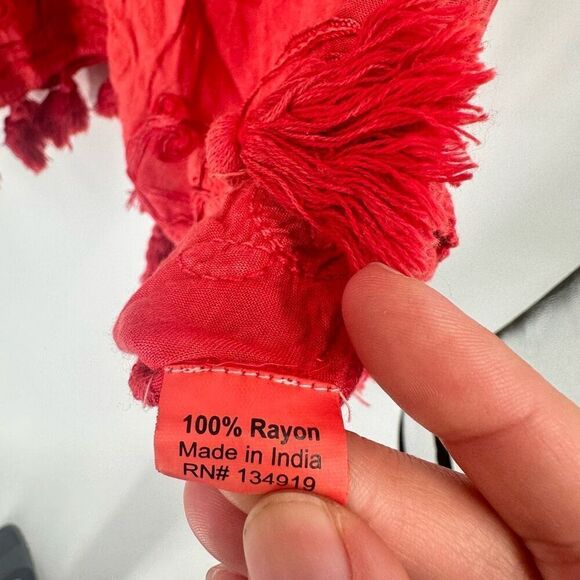 NWT Anandas Collection Women's‎ Fringed Tassel Sleeveless Tank Dress Red Medium - Picture 5 of 12